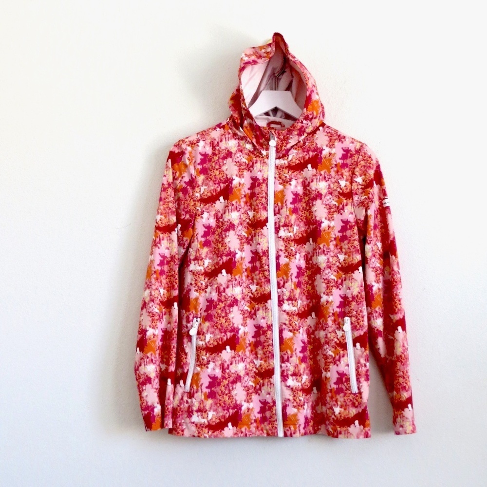 Hunter for Target Full Zip Hooded Rain Jacket Orange Pink Red SZ Youth XL - Picture 3 of 10